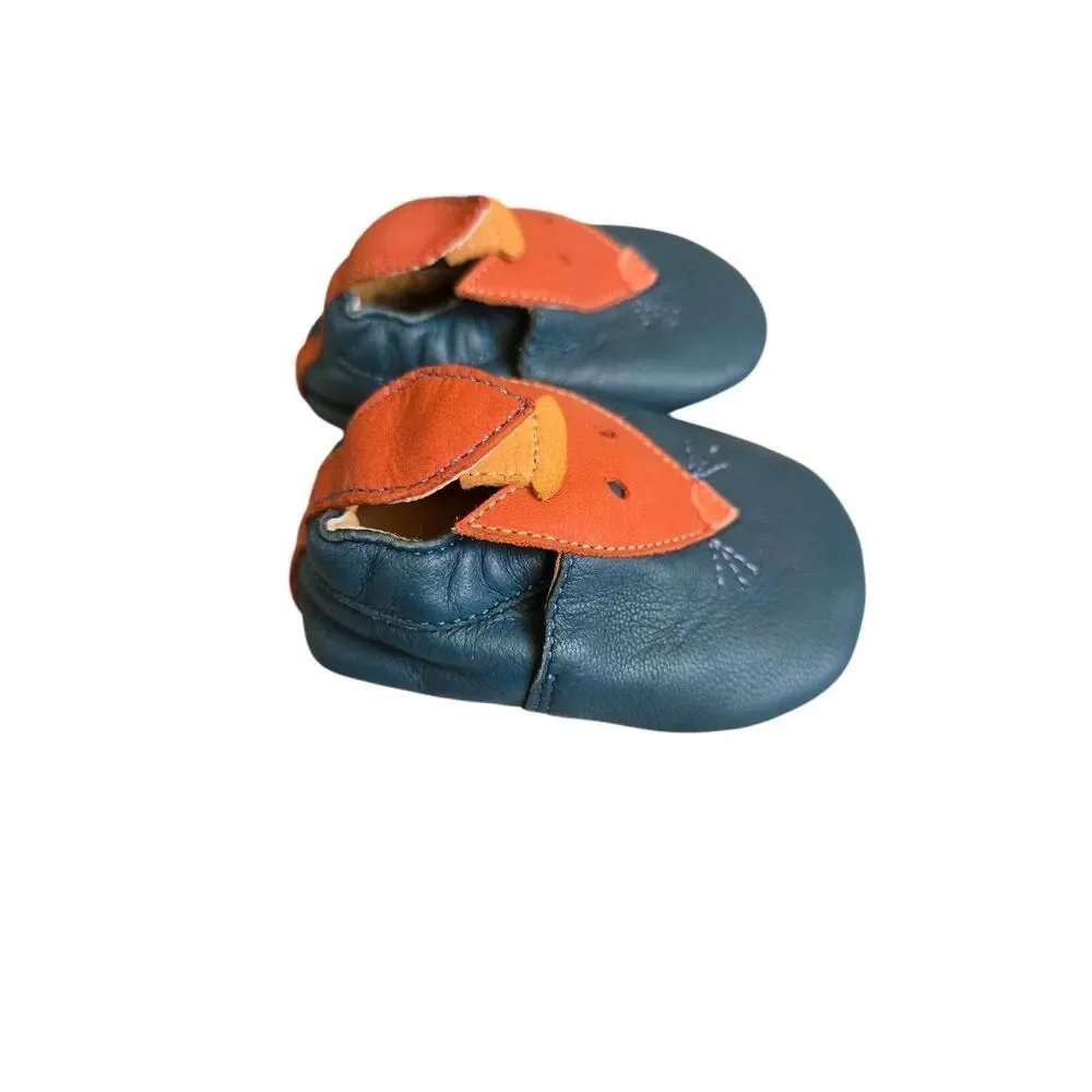 Moulin Roty Fox Leather Slippers Baby Size 0-6 Months